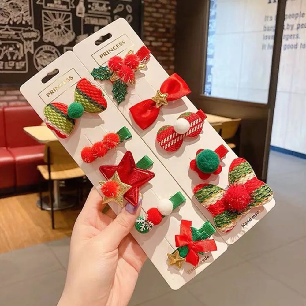 

Adorable Christmas Deer Snowman Baby Hair Clips 5-Piece Set Children's Holiday Side Hair Accessories Cute Baby Headwear Заколки