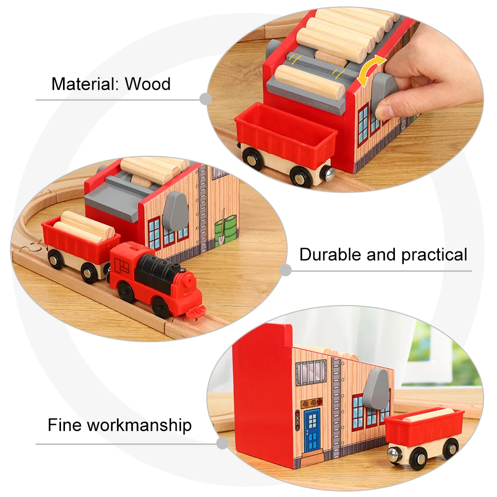 

Train Track Accessories Logging Toy Building Toys Railway Kids Wood Toddler Simulation