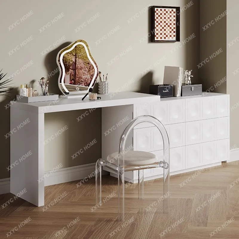 

ML Retro style solid wood dresser chest cabinet integrated modern simple bedroom black makeup table