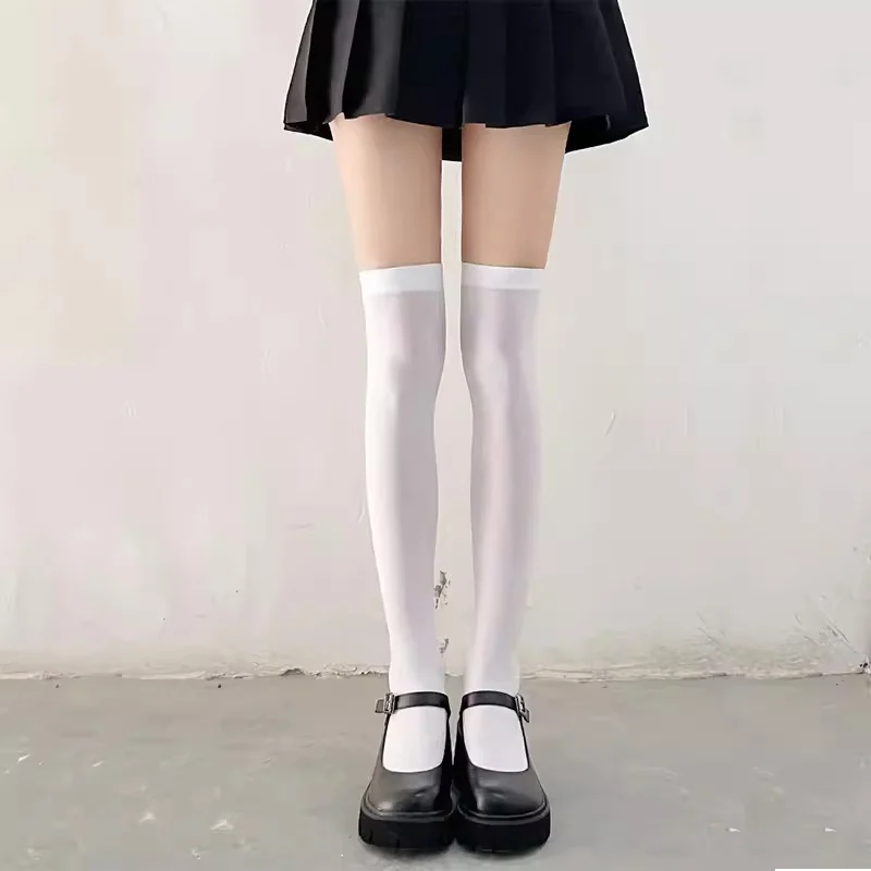 Solid Color Stocking Sexy Black White Long Stocks Over-the-calf Socks Lolita JK Cosplay Socks Women's Hosiery Thigh Stockings