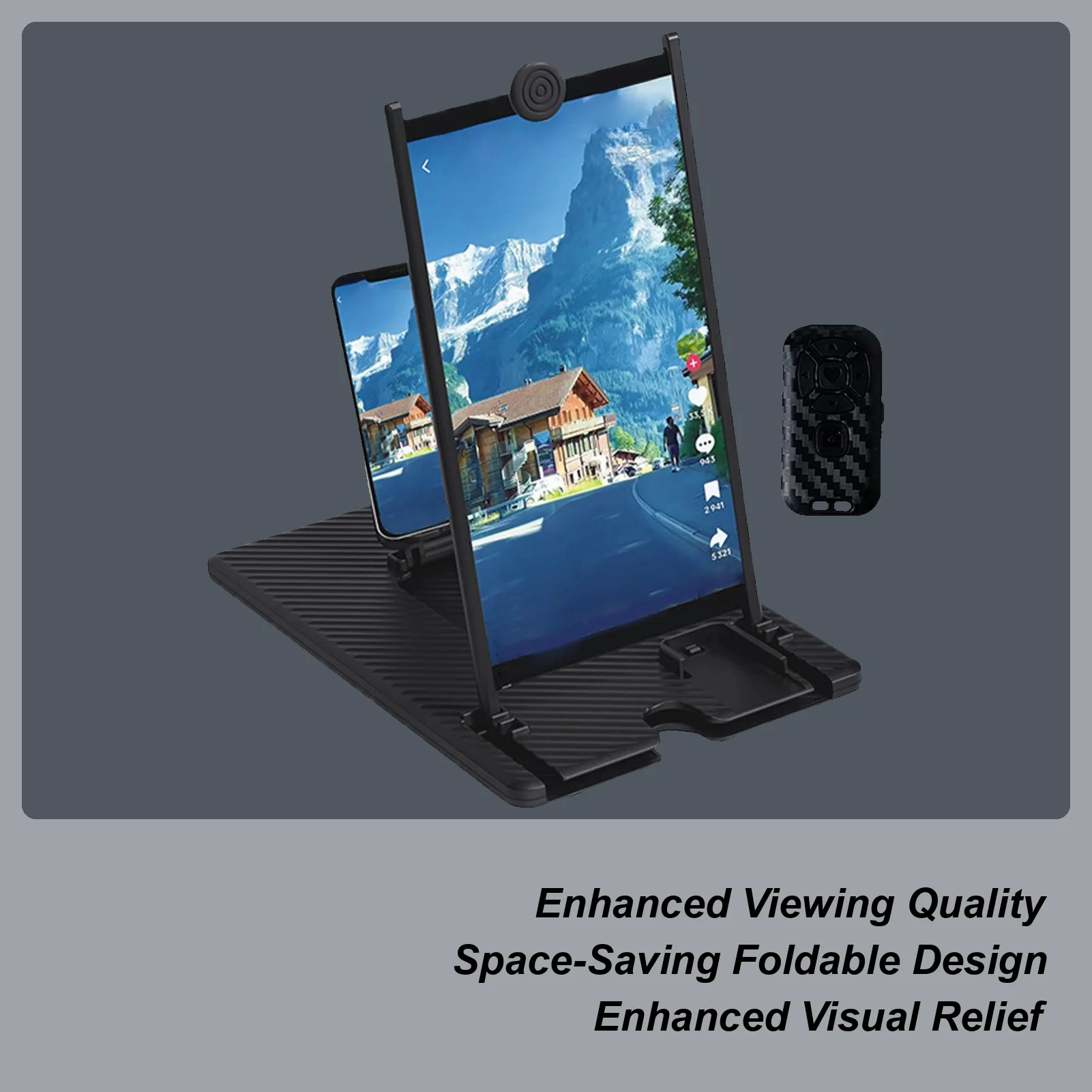 Lupa de pantalla de 12/14 pulgadas 3D HD, lupa para teléfono móvil, pantalla de proyector, soporte plegable con Control remoto inalámbrico