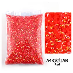 Red serie Wholesale Bulk Resin Jelly Color Ab Transparent Ab 2mm,3mm,4mm,5mm,6mm Facets Flatback Nail Art Garment Decoration