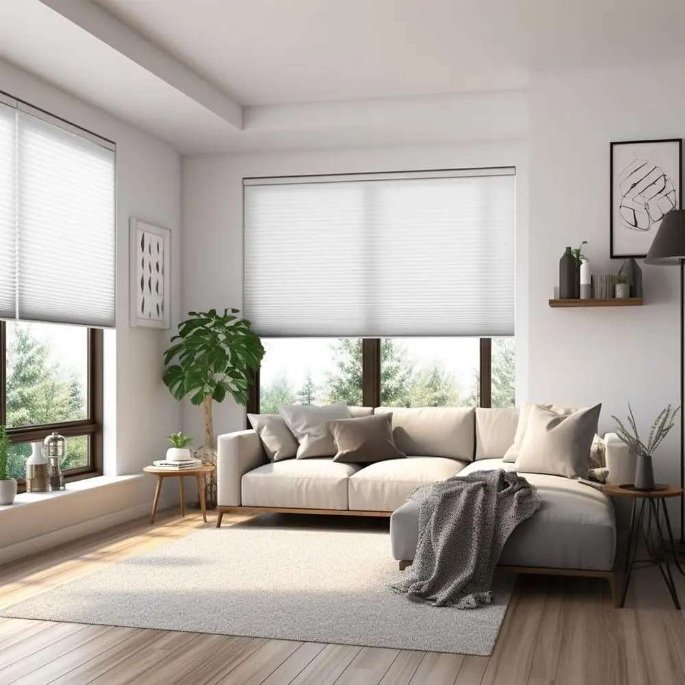 Wireless Honeycomb Cellular Shades, Light Filtering, Easy Install for Indoor Windows, 24x50, White