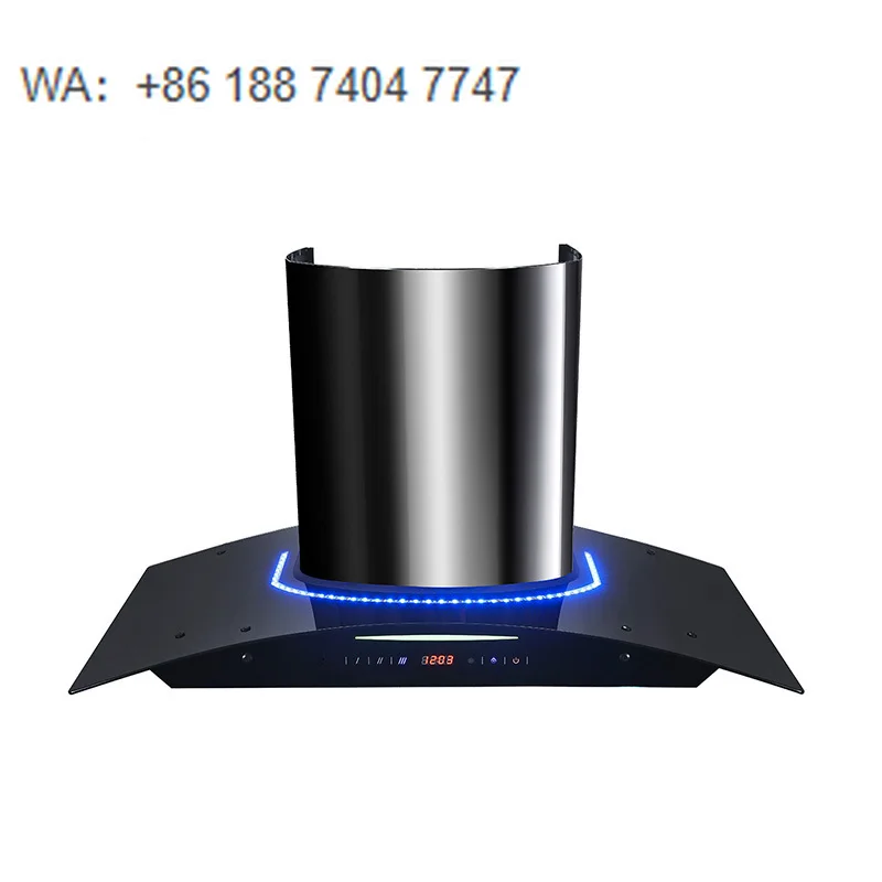 Curved Glass Edge Stainless Steel Range Hood Built-in LED Lighting High-Performance Vented Ventilation Energy Efficient Class
