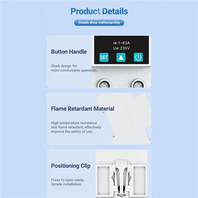 【PROMOTION】3X Zigbee TUYA 2P/63A Circuit Breaker Earth Leakage Over Under Voltage Protection Protector Relay Energy Meter