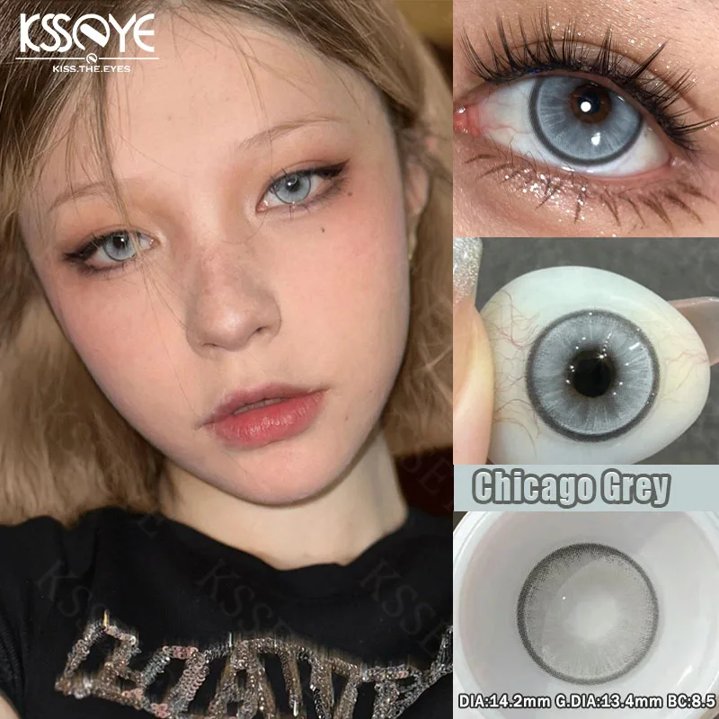 KSSEYE 1pair Fashion Colored Contact Lenses for Eyes Green Lenses Natural Yearly Cosmetic Eyes Beauty Lens Gray Pupils Blue Lens