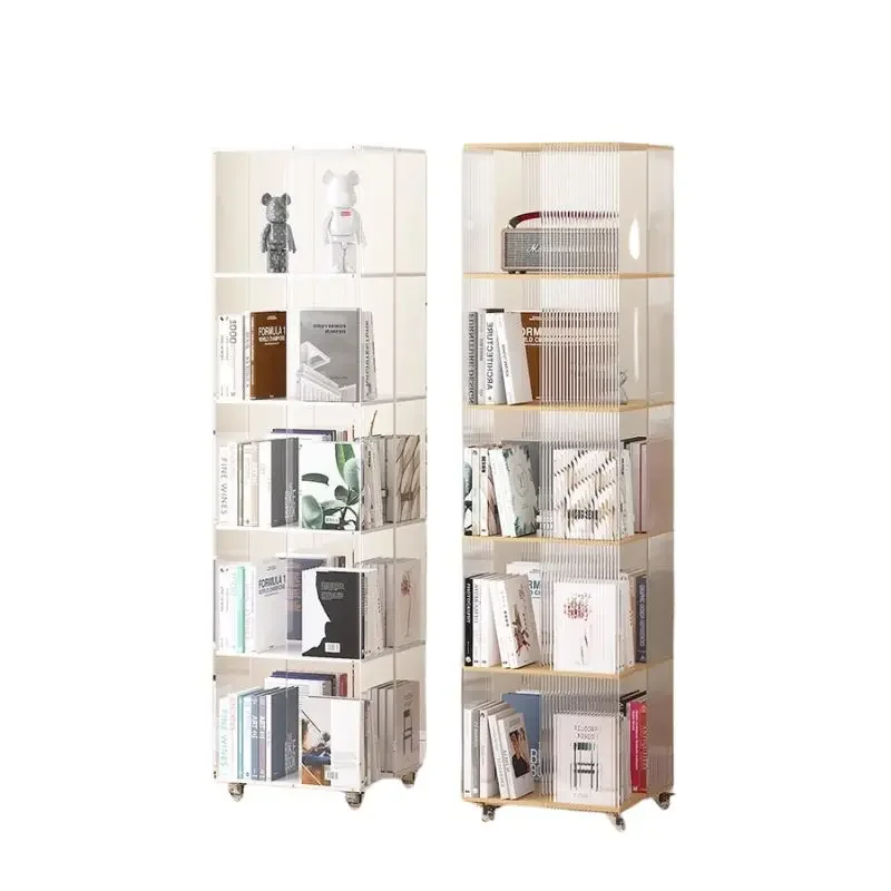 

Acrylic Bookshelf Unique Minimalist Industrial Organzier White Storage Rack Corner Items Estante Para Libros Library Furniture