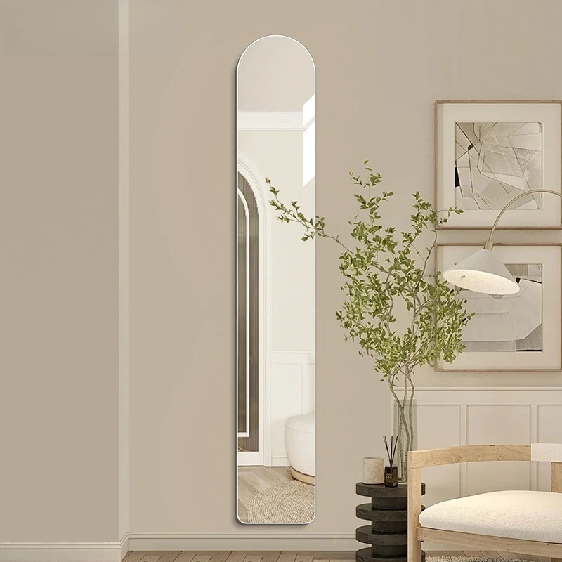 Whole body entrance Frameless extremely narrow fitting mirror Household arch wall hanging wall pasted decorative dressing mirror