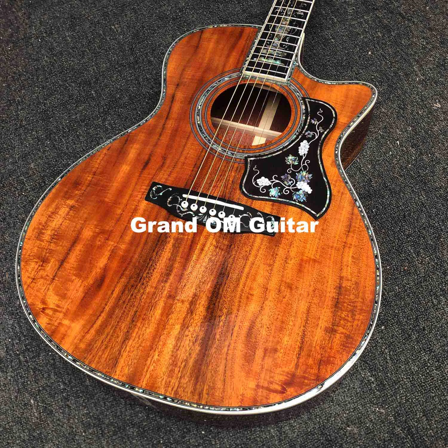 Custom Fantes guitar factory direct supply handmade cutaway OM45c style solid koa back side acoustic electric guitar