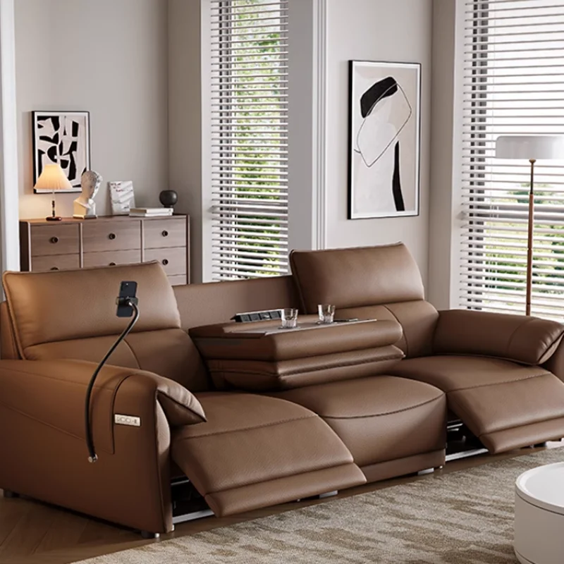 أرائك غرفة المعيشة المصممة الحقيقية باللون الأبيض الحد الأدنى الحديثة صالة أريكة استرخاء جلدية فاخرة لينة الأريكة أثاث Wohnzimmer للمنزل #1