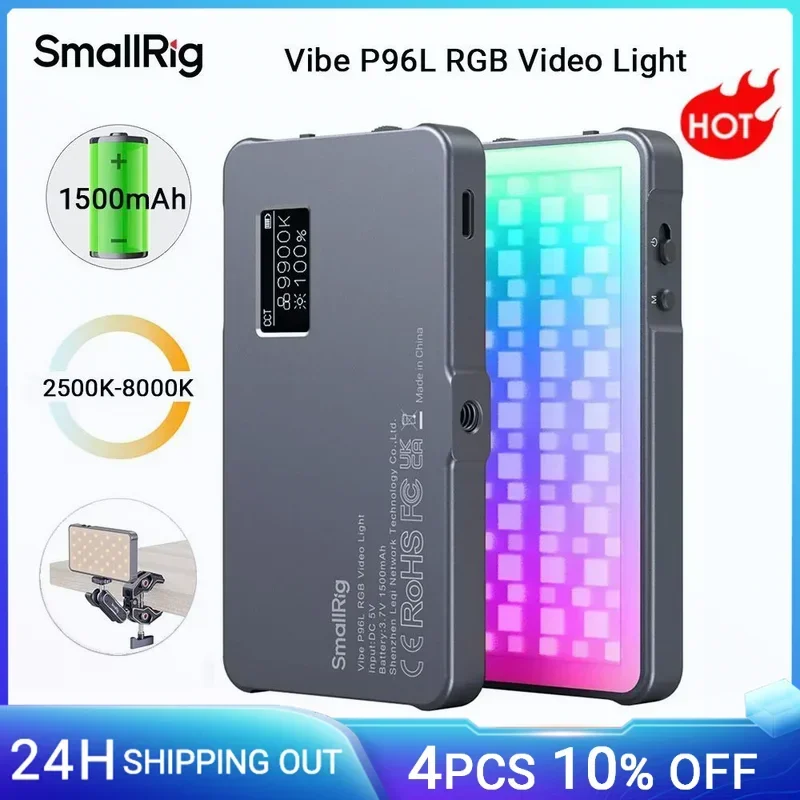 

SmallRig P96L RGB Video Light Portable Metal LED Camera Light, 2500-9000K CRI 96+ Photo and Video Lighting for Sony -3489B