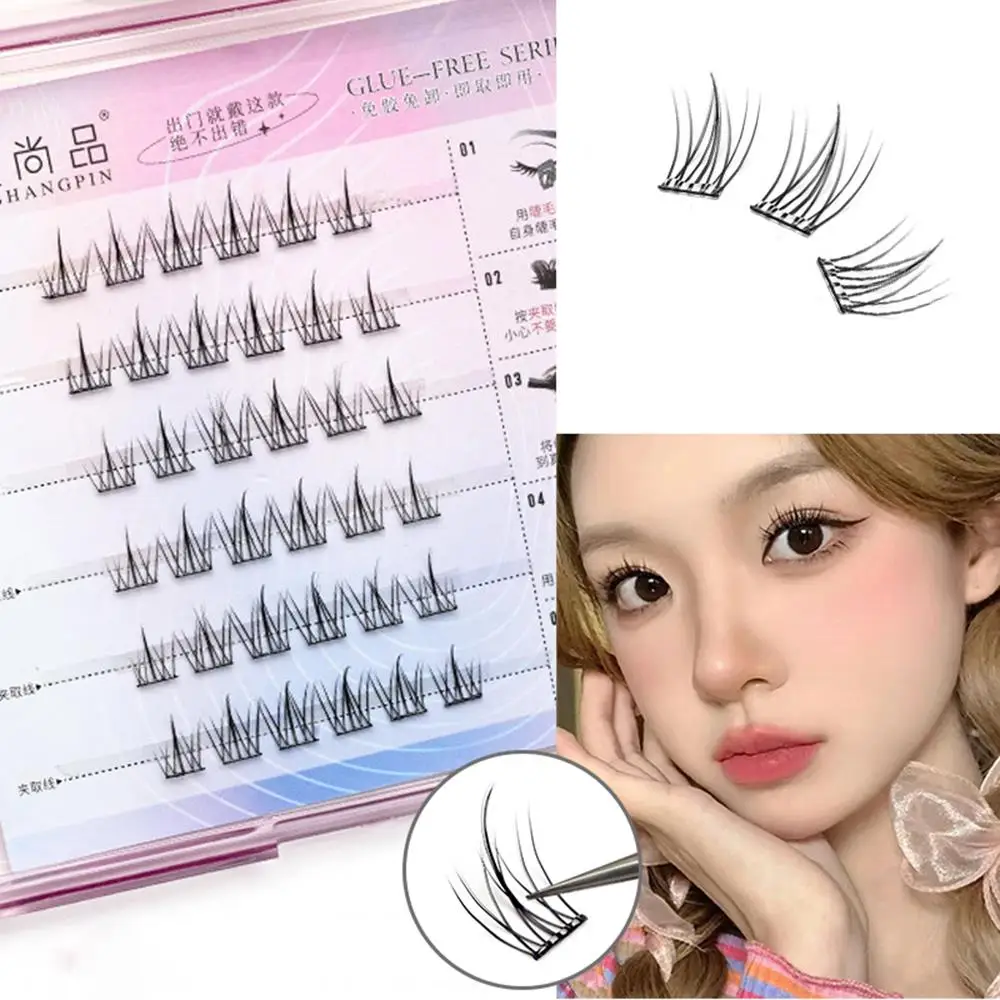 Cílios sem cola, enxerto de cílios segmentados, extensão de cílios autoadesivos, item de ondulação fofa, faça você mesmo, uso diário, grupos de cílios