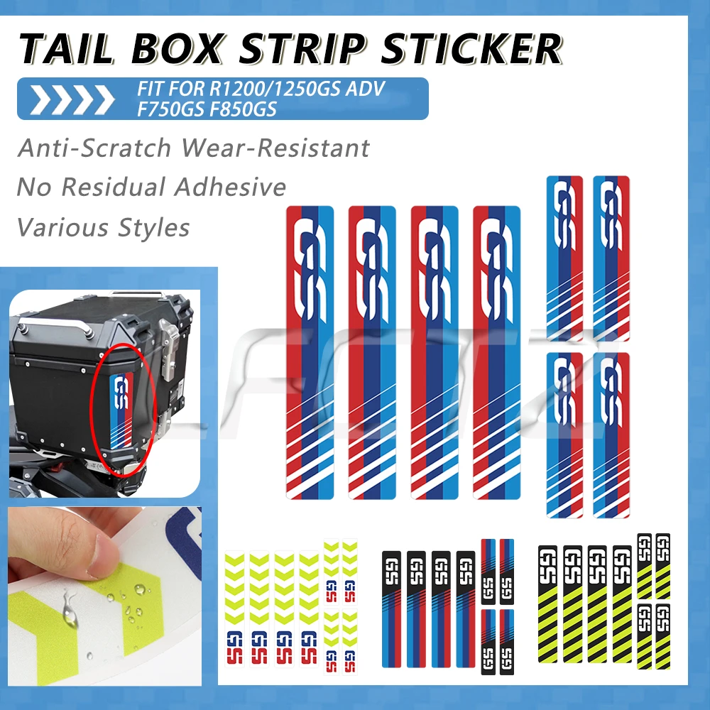 

Motorcycle Rear Side Top Luggage Box Case Trunk Decor Sticker Strips Panniers Side Decals Fit for R1200GS R1250GS F750/850GS ADV