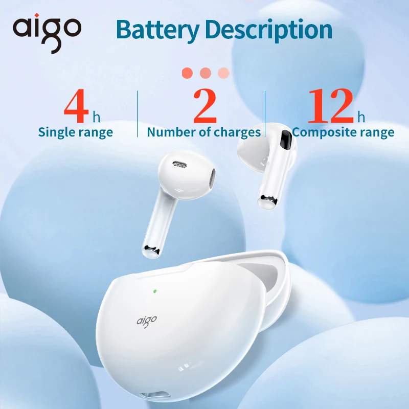Aigo T16 سماعة رأس رياضية بلوتوث HD دعوة باس الموسيقى TWS الكمون المنخفض لعبة سماعة رأس صغيرة التحكم باللمس سماعات ستيريو لاسلكية