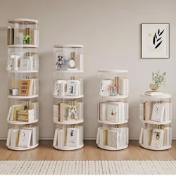 Rotating Bookshelf and Storage Shelf Floor Transparent Children's Bookcase Multi-Layer Wheeled Mobile Picture Book Stan