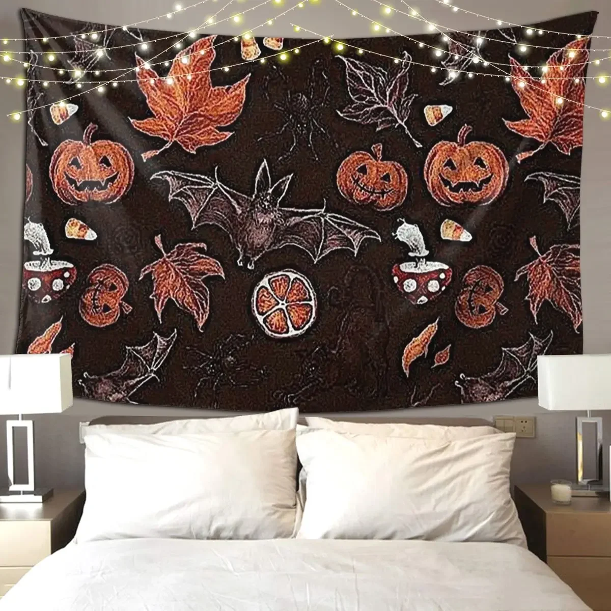 Halloween P Tapestry Art Wall Hanging Aesthetic Home Decor Tapestries for Living Room Bedroom Dorm Room