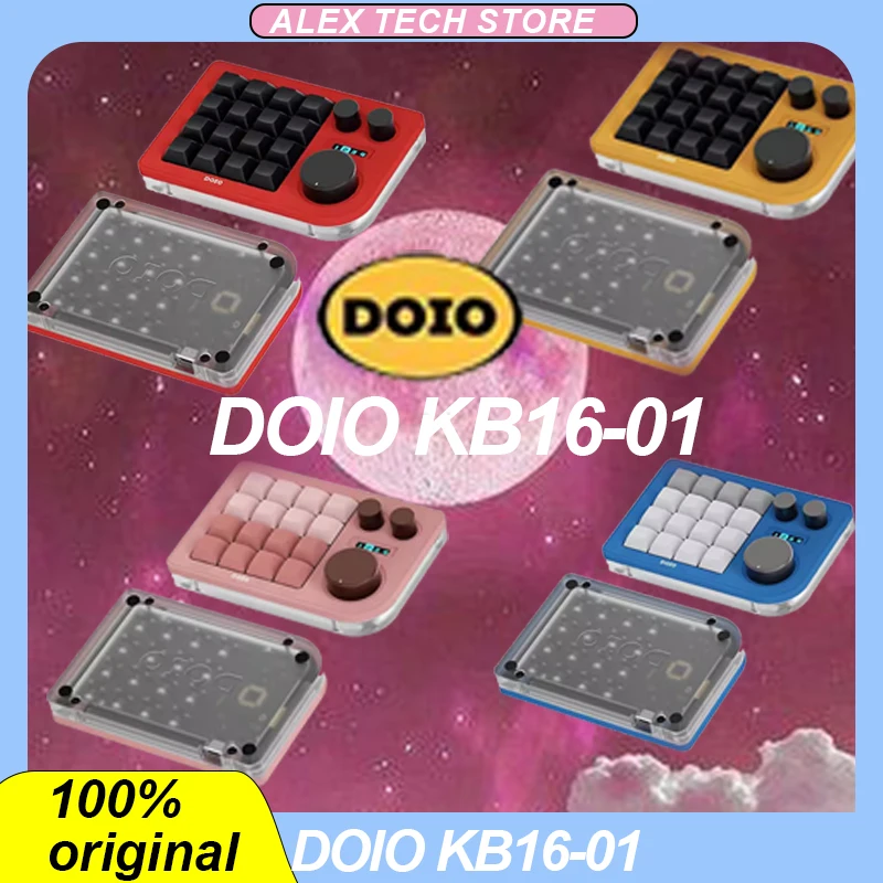 

Doio Kb16-01 Mini Mechanical Keyboard Wired Three Knobs Customized Screen 16 Keys Hot Swap Mini Keyboard Customized Pc Accessory