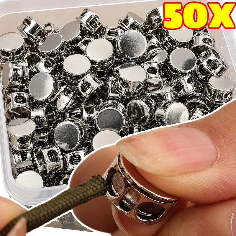Zinc Alloy Cord Lock Spring Loaded Auto Locking Drawstring Clips for Backpacks Hiking Camping Adjustable Anti Slip Metal Toggles