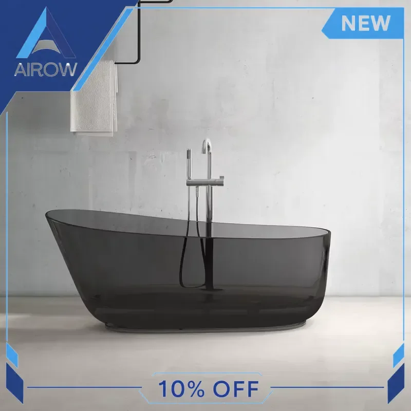for Acrylic Freestanding Bathtub Solid Surface Resin Soaking Tub Semi Transparent Blue Modern Bathroom Spa Home Decor Luxury