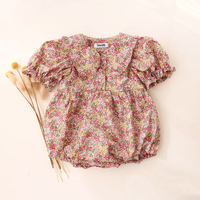Floral Summer Baby Girl Playsuit Short Sleeve Cotton Baby Girl Romper Newborn Baby One-piece