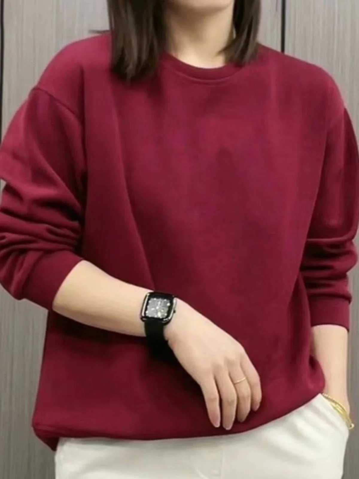 Felpa da donna rotonda Ne a colori lunga Sve Vestibilità comoda Casual Streetwear Primavera Faion per giovani adulti