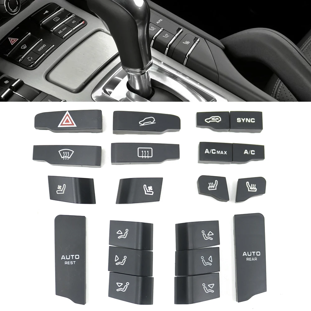 Gear Shift Panel Seat Heating AC Climate Control Switch Button Key Cover Cap Trim For Porsche Cayenne 92A Panamera 970 Macan 95B
