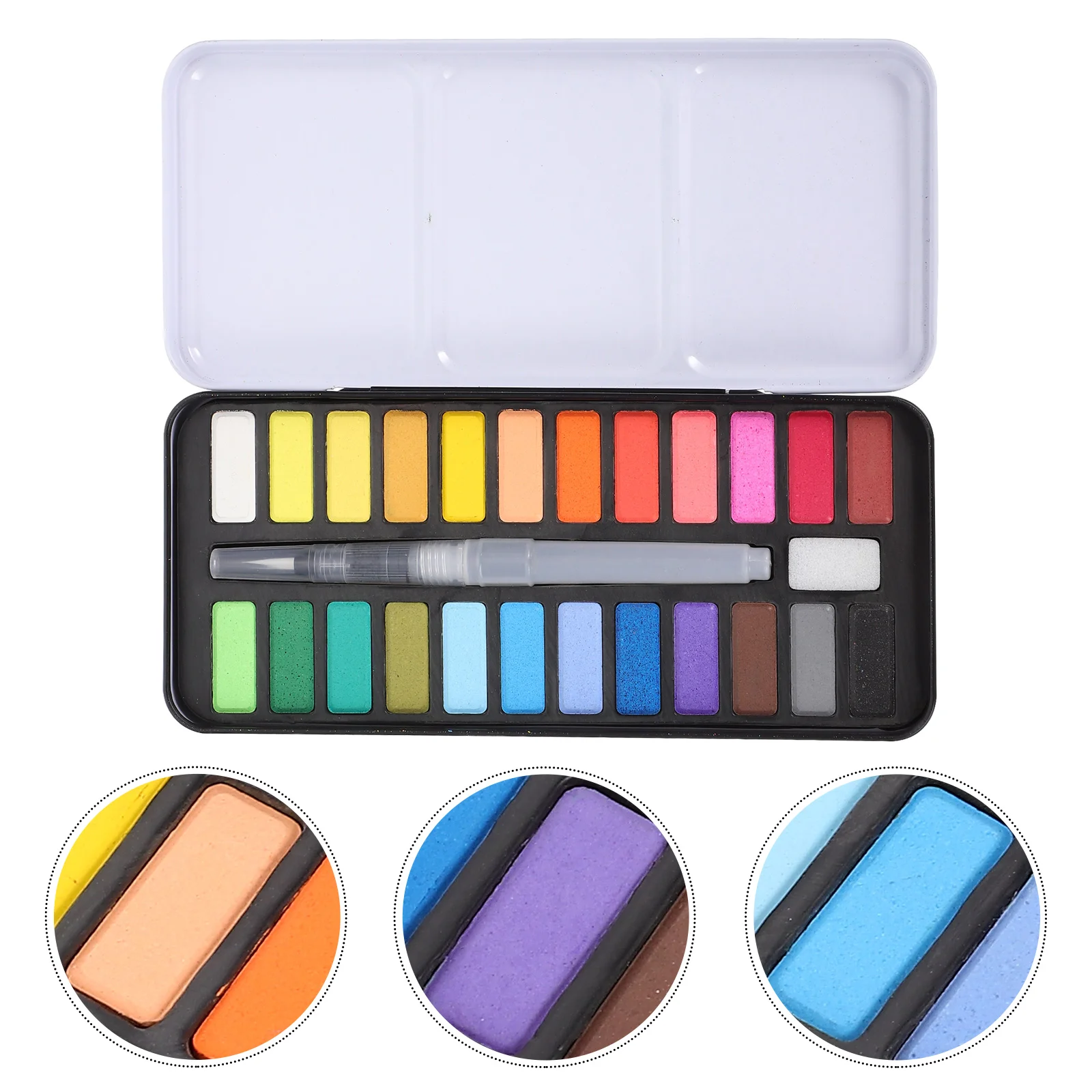 Watercolor Gouache Set 24 Colors Travel Watercolor Set Portable Travel Metal Solid Kit Supplies Tools Multi Function