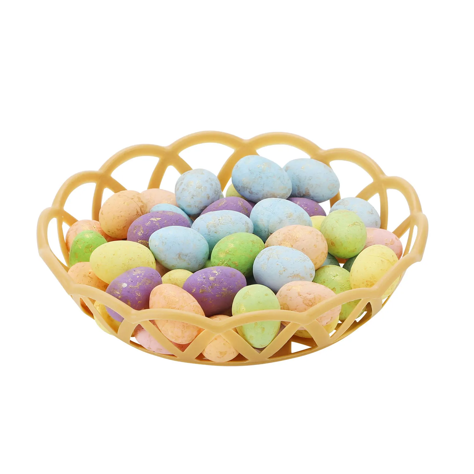 40Pcs Foam Easter Eggs Painted Artificial Ornament Wood Storage Basket Kids Gift Party Supplies Multicolor 5*3cm DIY Crafts