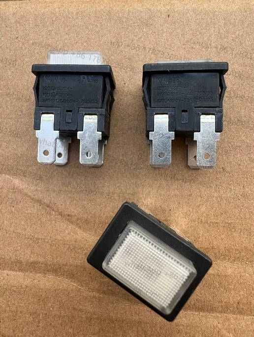 1pcs new  original 4 pin self-locking pushbutton switch with light KAN-L6 8A250V