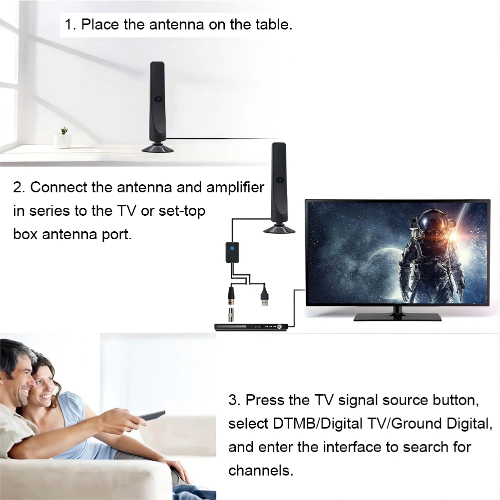 Antena interior HDTV Universal, amplificador de señal, fácil de usar, para el hogar y el dormitorio