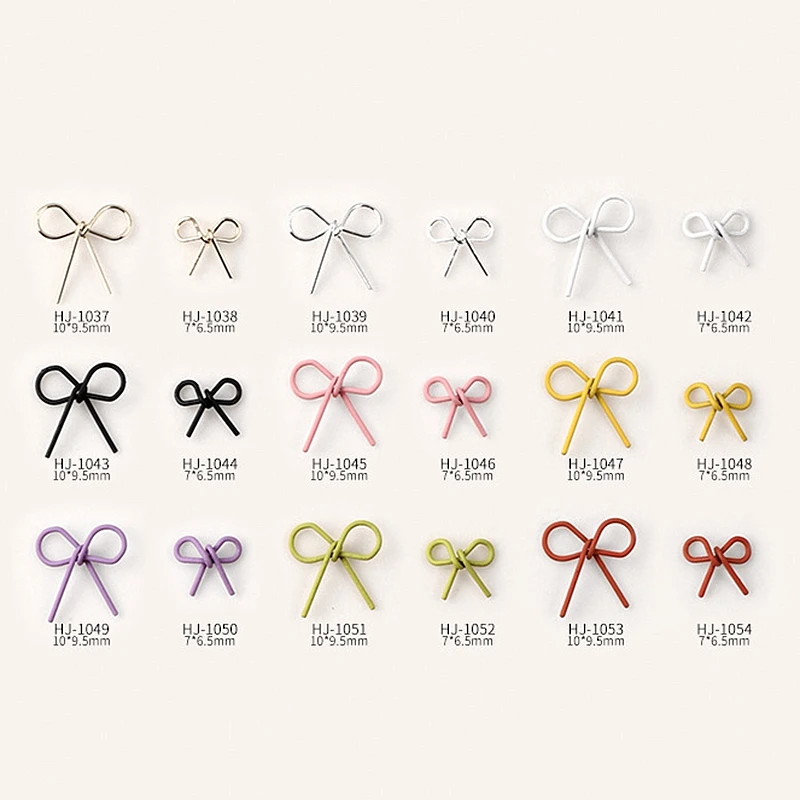 20PCS Versatile Simple Colorful Thin Bowknot Hand-twisted Iron Wire Bow Alloy Nail Art Rhinestones Decorations Manicure Charms