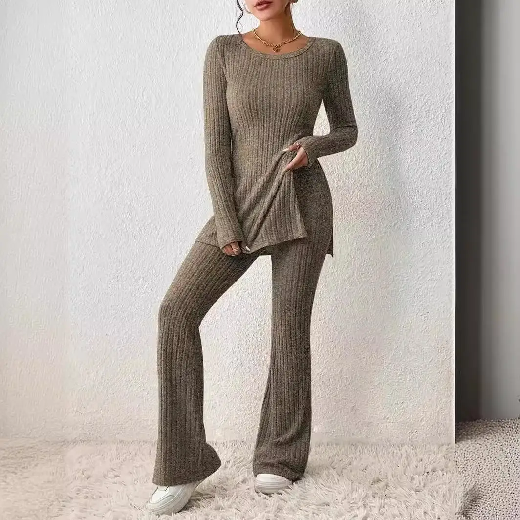 Faionable casual cor pura terno feminino 2024 sexy emagrecimento conjunto calças de lazer médio cintura baixa tecido pvc sem marca