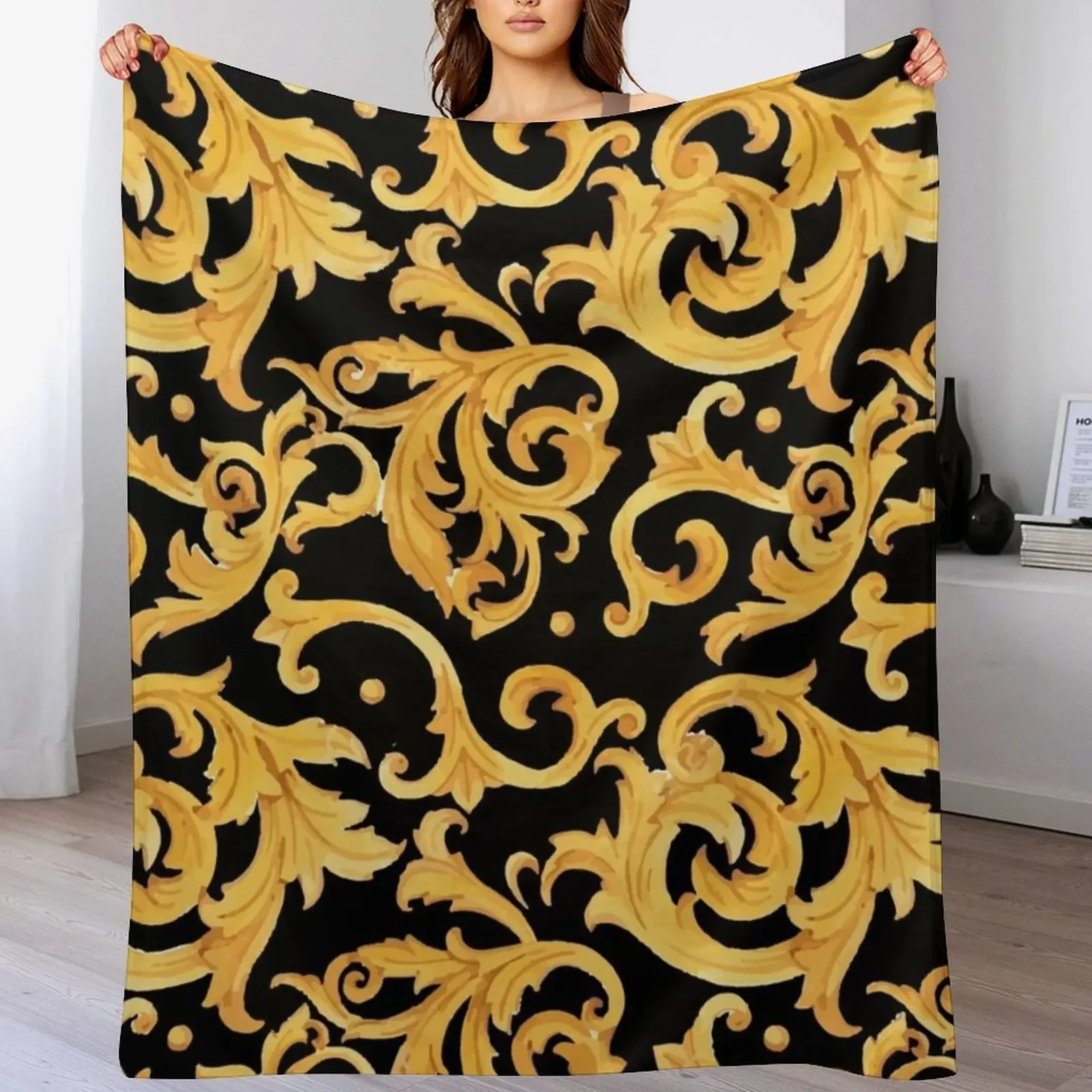 

Baroque Pattern Throw Blanket Decorative Sofa For Baby Nap Heavy Blankets