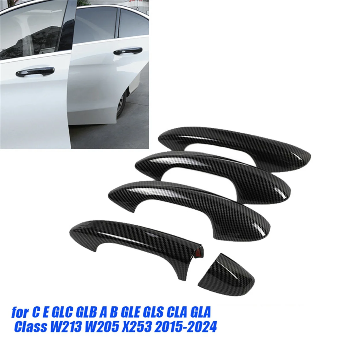 4PCS Outer Door Handle Cover Trim Sticker for Mercedes Benz C E GLC GLB A B GLE GLS CLA GLA Class W213 W205 X253 15-24 A