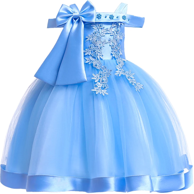 strapless open back dress Megan 3D Lace Sparkly Party Dress in Ice Blue main image 1