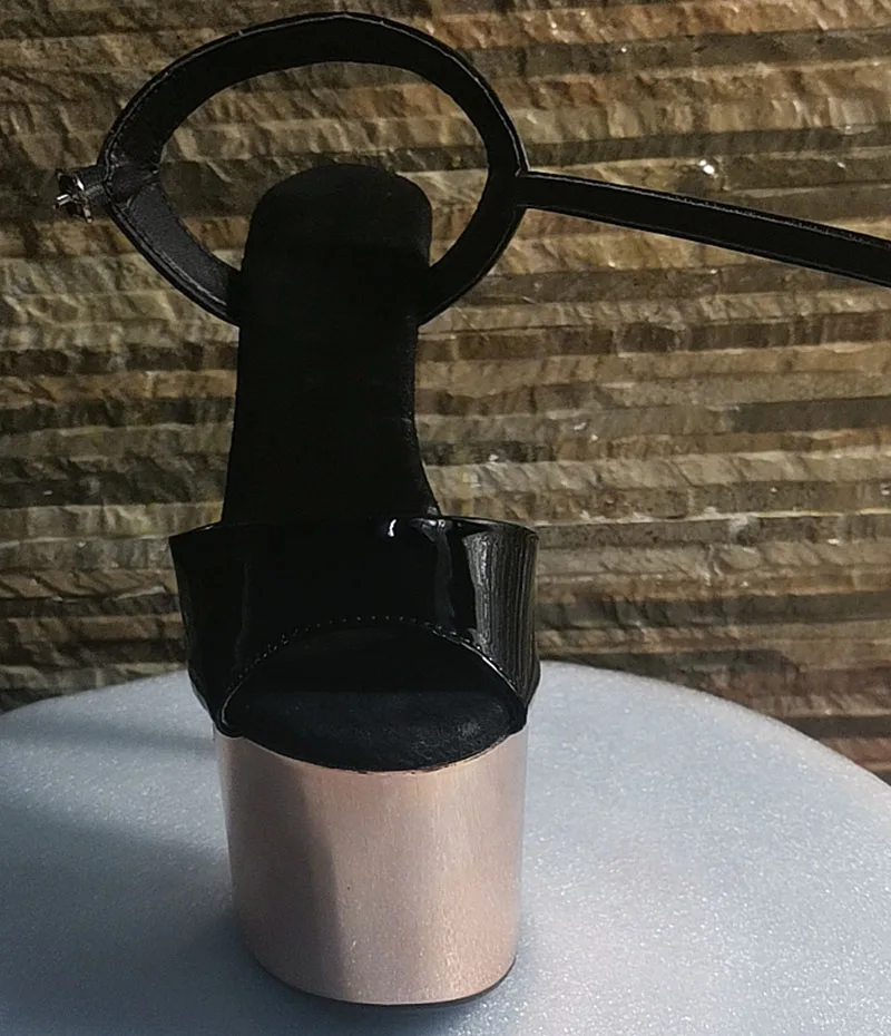 17 سنتيمتر/7 بوصة مثير متجرد الكروم منصة أنابيب الصلب الغريبة القطب الرقص الصنادل موضة كريستال بولي يوريثان أحذية نسائية الصيف #4