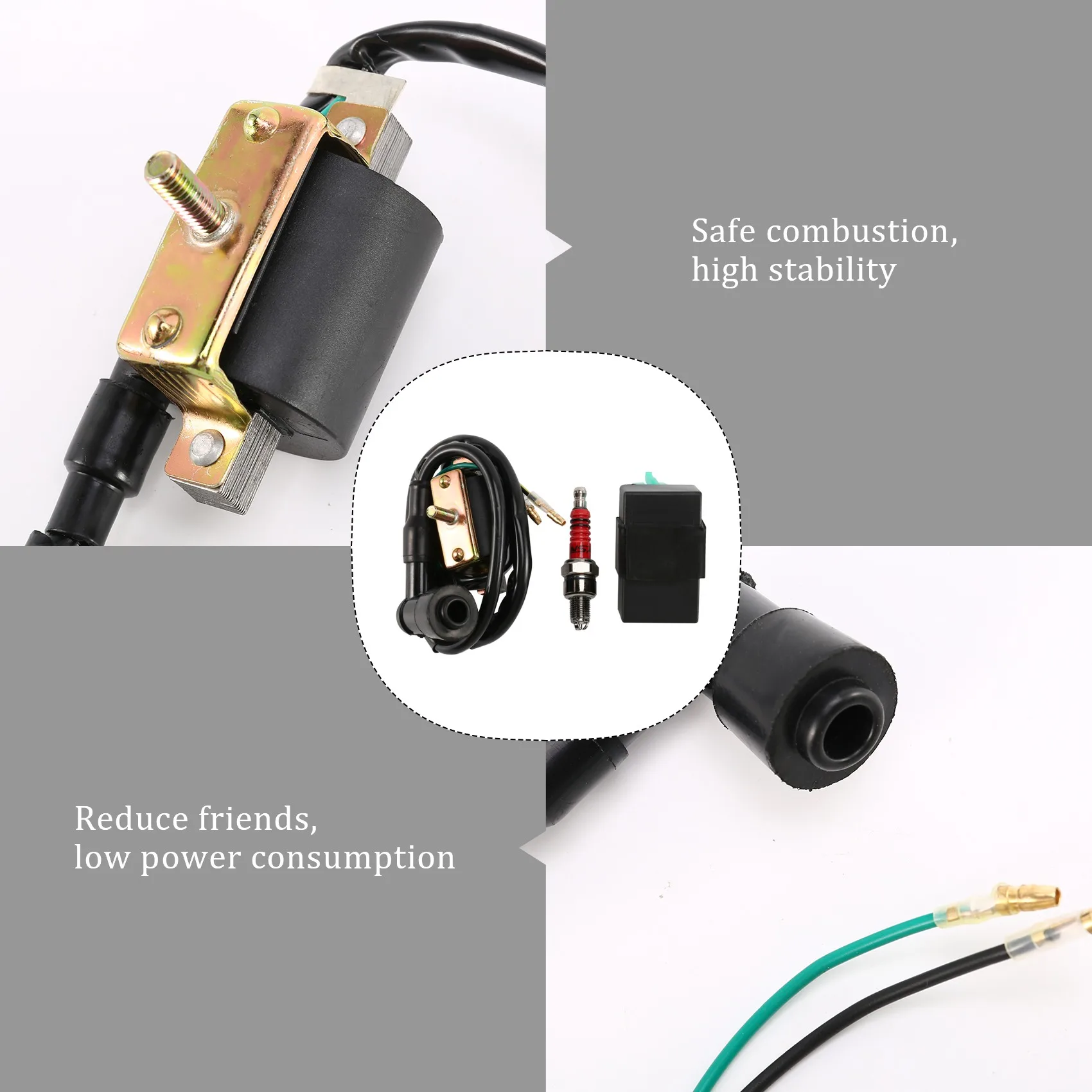 

Superior-12V Ignition Coil + 5 Pin CDI + Plug Chinese ATV Quad 50 70 90 110 125 Cc