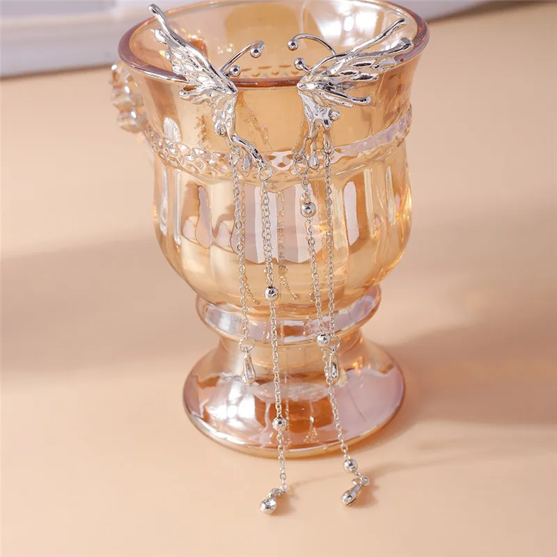 Aihua 1pc Weibliche Y2K Fee Schmetterling Quaste Clip Ohrringe für Frauen Mädchen Elf Engel Ohr Manschette Ohrring Mode schmuck Geschenke – Detail 3