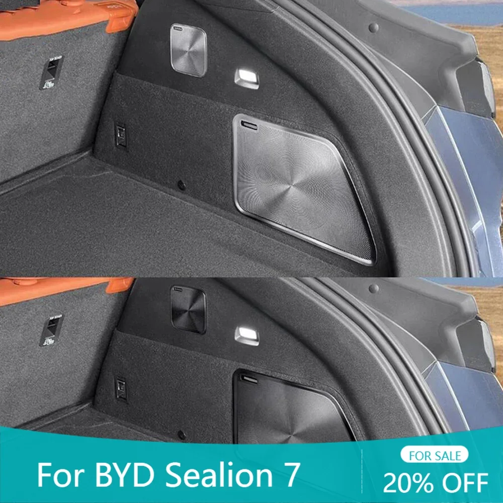 

Stainless black Rear Trunk Speaker Cover Audio Horn Trim Frame Sticker Car Accessories For BYD Sealion 7 Sea lion 07 2024-2025
