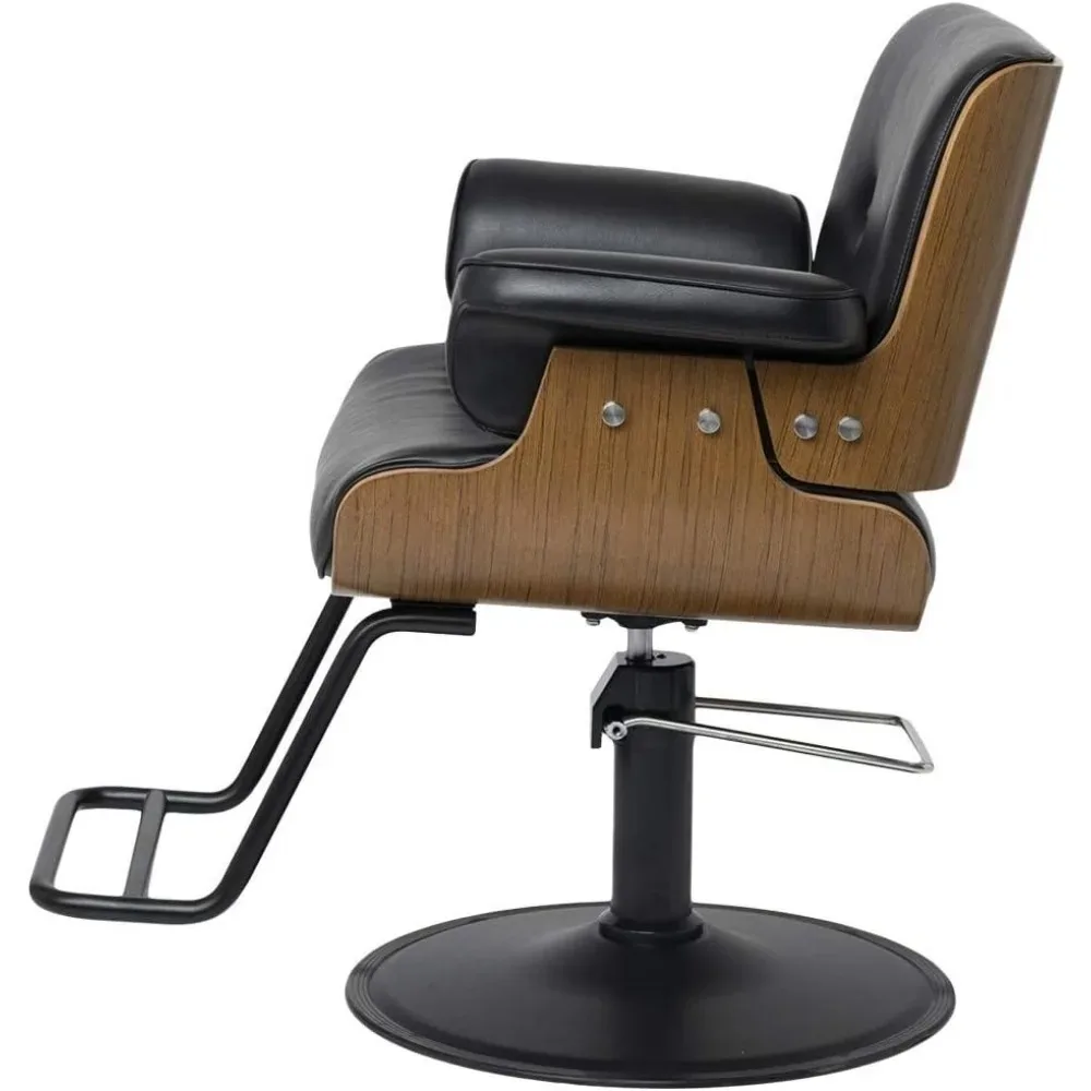 Keaton Styling Chair for Professional Salons and Barbers-Modern Hair Stylist Chair with Inclined Seat Back–Black Vinyl