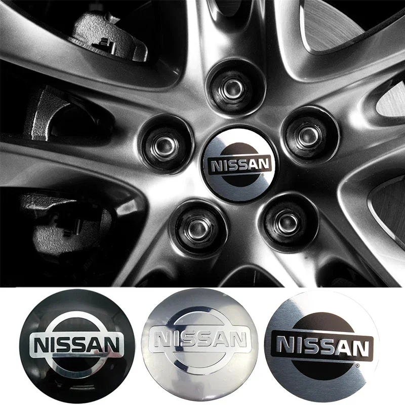 4 pegatinas de 60mm/65mm para el centro de rueda de coche Nissan Tiida Almera X-Trail Xterra Qashqai Navara Altima Juke Note Leaf
