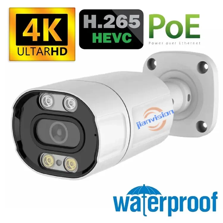 Jianvision 4K 8MP HD impermeable Bullet Dome POE CCTV sistema 4ch cámara IP de red