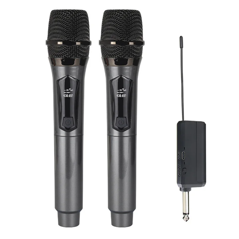 AS95-Wireless Microphone 2 Channels UHF Fixed Frequency Handheld Mic Micphone For Party Professional Show Meeting Durable Easy T