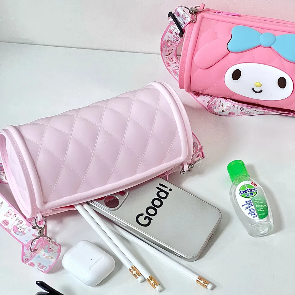 Borsa in Silicone cilindro Mymelody borsa Messenger Sanrio borsa impermeabile simpatico cartone animato portamonete per bambini zaini moda Kawaii