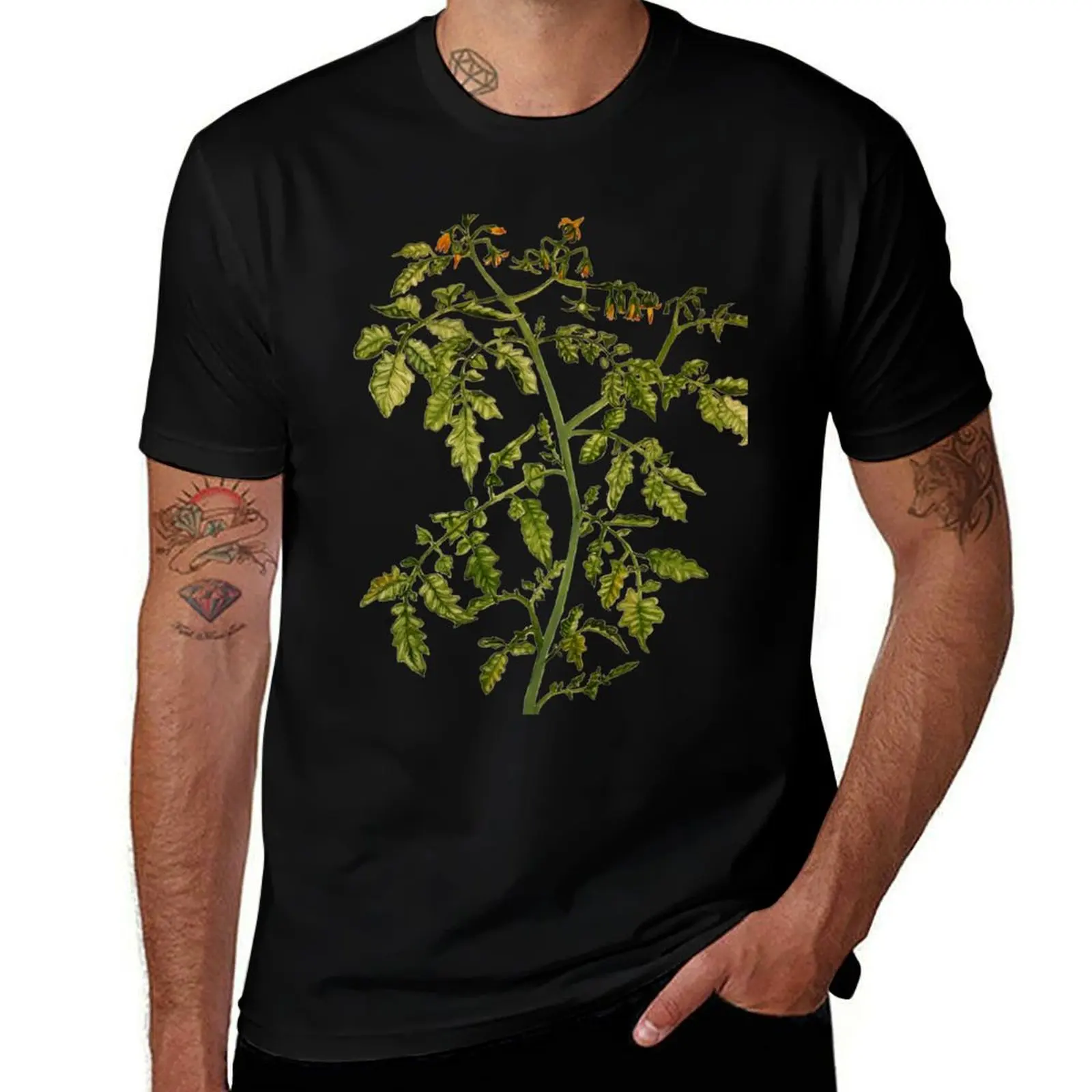 

Bush Tomato Plant (Solanum lycopersicum) T-Shirt cotton t shirts man 100% anime tshirt