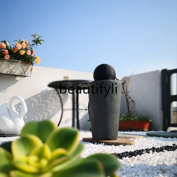 

Flowing water ornament yard landscaping garden solar garden water feature spring European outdoor decoration