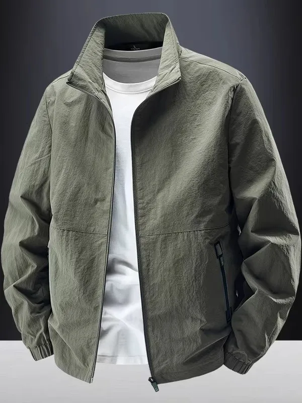 

Новая мужская повседневная куртка свободного кроя, тонкая, ветрозащитная, водонепроницаемая, быстросохнущая, для активного отдыха, с воротником-стойкой, легкая верхняя одежда