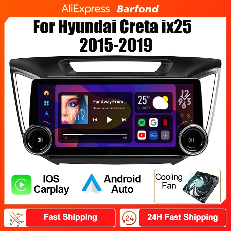 12.3inch Android Car Multimedia video Player For Hyundai Creta ix25 2015-2019  large screen radio 2DIN Carplay navigation GPS