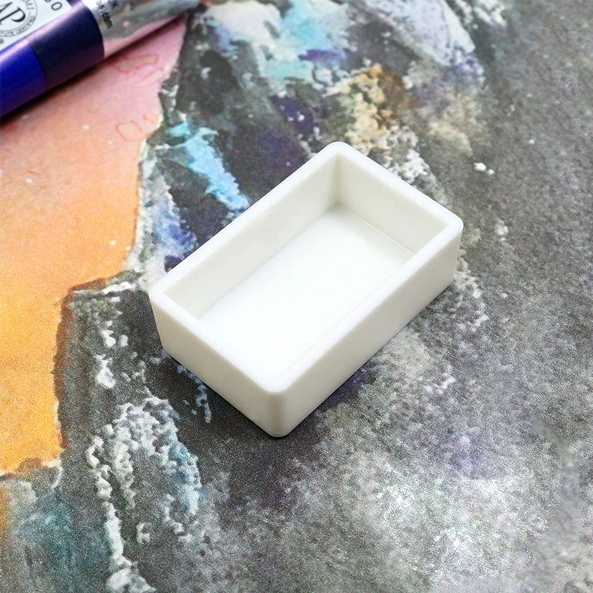50pcs Empty Full Pans White Pans Paint Plastic Solid Watercolor Paint Grid Full Pans Artists Palette Art Supplies