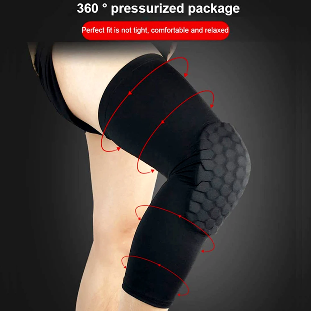 1Pair Compression Knee Pads Crashproof Leg Sleeve Kneepad Honeycomb Bumper Brace for Running Basketball Volleyball Weightlifting